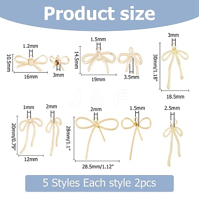 10Pcs 5 Styles Brass Charms KK-HS0001-16-1