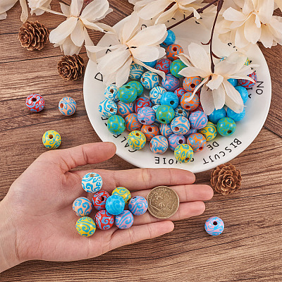 80Pcs 8 Colors Wooden Beads WOOD-FW0001-12-1