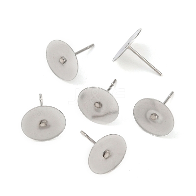 Tarnish Resistant 316 Surgical Stainless Steel Flat Round Blank Peg Stud Earring Settings STAS-R073-06B-1