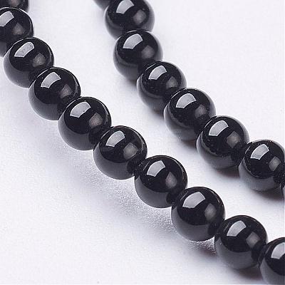 Natural Black Onyx Round Beads Strands GSR3mmC097-1