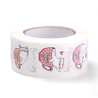 500 Adorable Round Cartoon Stickers in 6 Designs X-DIY-B010-01-1