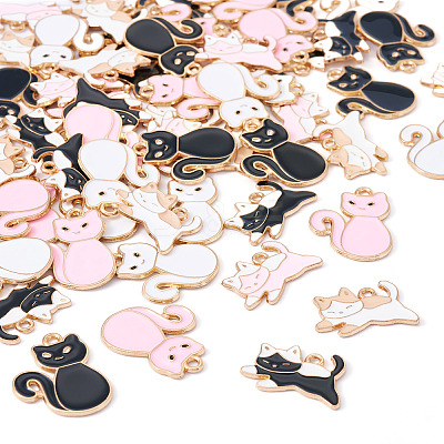 60Pcs 6 Styles Alloy Enamel Pendants ENAM-TA0002-73-1