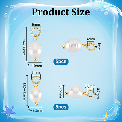 10Pcs 2 Styles Natural Cultured Freshwater Pearl Pendants PALLOY-PH01897-1