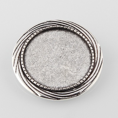 Vintage Alloy Brooch Cabochon Bezel Settings PALLOY-O038-36AS-1