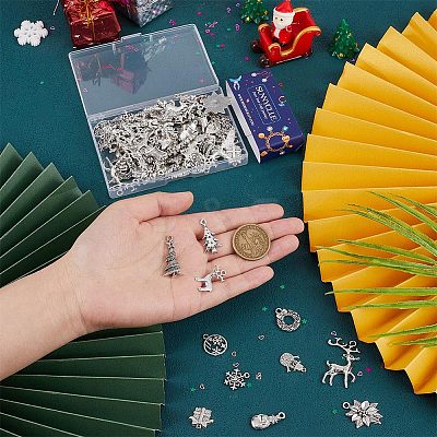 96Pcs 16 Style Tibetan Style Alloy Pendants FIND-SC0004-75-1