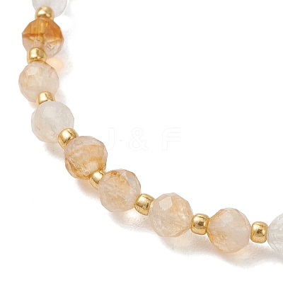 Natural Citrine Beaded Stretch Bracelets for Women BJEW-JB13541-02-1