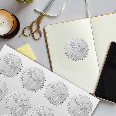 34 Sheets Silver Foil Embossed PET Picture Sticker DIY-WH0528-009-1