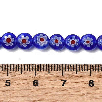 Handmade Millefiori Glass Flat Round Bead Strands LK-P011-22-1