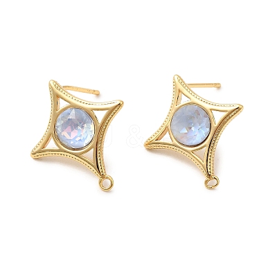 Star Brass Glass Stud Earring Findings KK-P340-10G-01-1