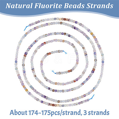 3 Strands Natural Fluorite Beads Strands G-OC0004-79-1
