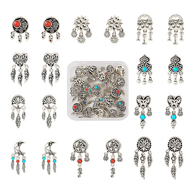 20Pcs 10 Styles Tibetan Style Alloy European Dangle Charms FIND-KS0001-30-1