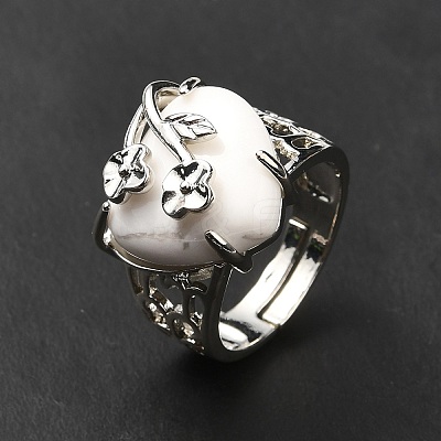 Natural Howlite Adjustable Rings RJEW-P043-03P-10-1