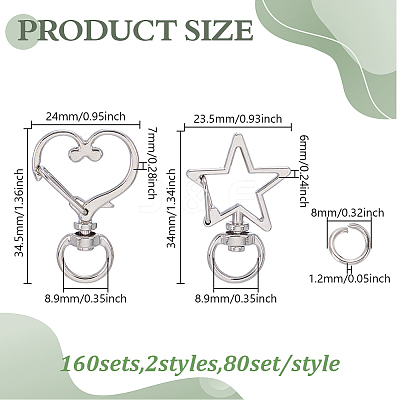160 Sets 2 Styles Alloy Swivel Clasps FIND-GO0004-32-1