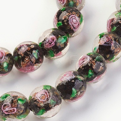Handmade Gold Sand Lampwork Beads Strands LAMP-P051-D04-1