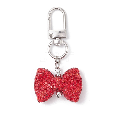 Bowknot Polymer Clay Rhinestone Pendants Decorations HJEW-JM04197-02-1