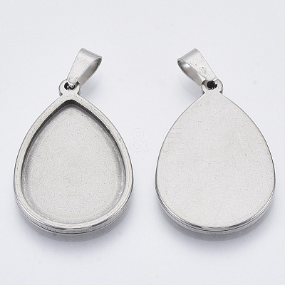 Non-Tarnish 201 Stainless Steel Pendant Cabochon Settings STAS-R101-01-1