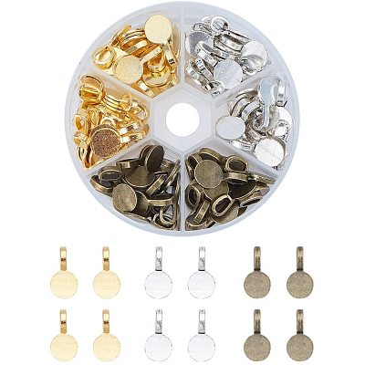 Tibetan Style Alloy Glue-on Flat Pad Bails TIBEP-PH0004-13-1