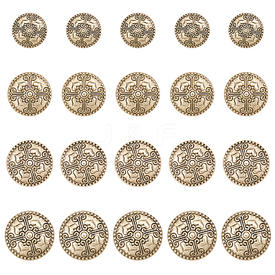 20Pcs 4 Styles Alloy Shank Buttons BUTT-DR0001-05G-1
