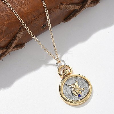 Brass Twelve Constellations Tarot Pendant Necklaces NJEW-Q006-01D-G-1