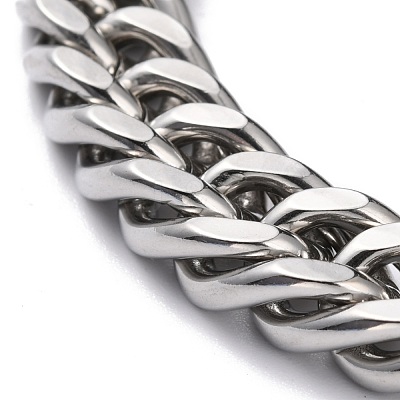 Tarnish Resistant 304 Stainless Steel Cuban Link Chain Bracelets STAS-A028-B064P-A-1