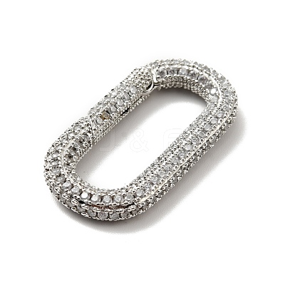 Brass Micro Pave Clear Cubic Zirconia Spring Gate Rings KK-G414-06P-1
