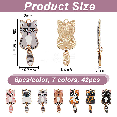42Pcs 7 Colors Light Gold Rack Plating Alloy Enamel Pendants ENAM-OC0001-17-1
