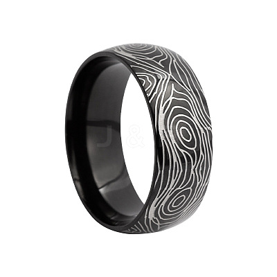Annual Ring Pattern 201 Stainless Steel Finger Rings FS-WG7658E-09-1