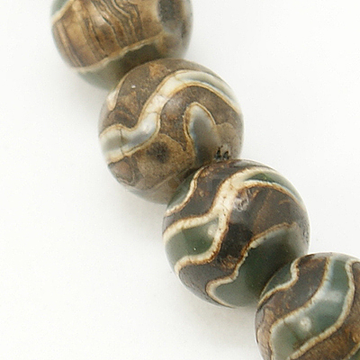 Tibetan Style Wave Pattern dZi Beads X-TDZI-D005-8mm-06-1