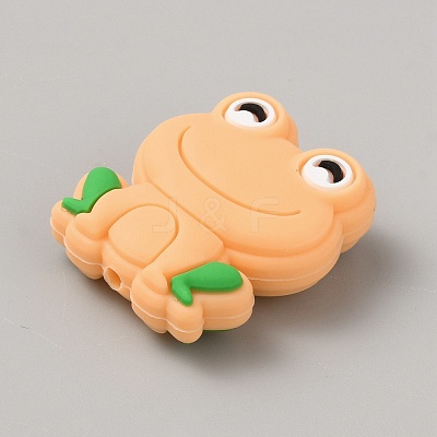 Frog Food Grade Eco-Friendly Silicone Focal Beads SIL-WH0006-29G-1