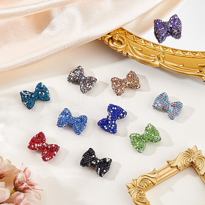 10Pcs 10 Colors Handmade Rhinestone Clay Pave Beads CLAY-PA0001-37-1