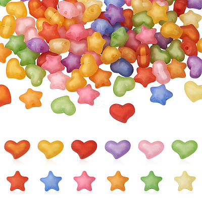 100Pcs 2 Style Frosted Acrylic Beads FACR-BT0001-01-1
