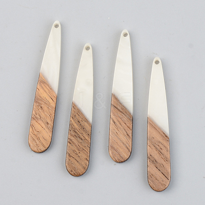 Opaque Resin & Walnut Wood Pendants X-RESI-S389-039A-C04-1