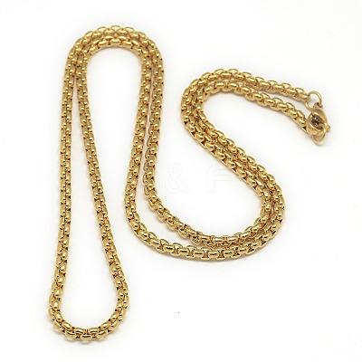 Trendy Men's 201 Stainless Steel Box Chain Necklaces NJEW-L043A-46G-1