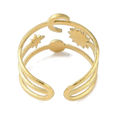 Ion Plating(IP) 304 Stainless Steel Enamel Cuff Finger Rings RJEW-L107-037G-01-1