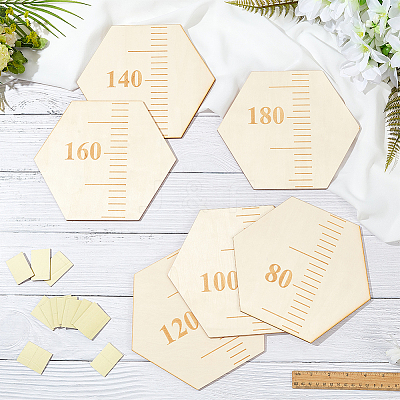 Hexagon Wood Measuring Growth Chart Rulers TOOL-WH0136-124B-1