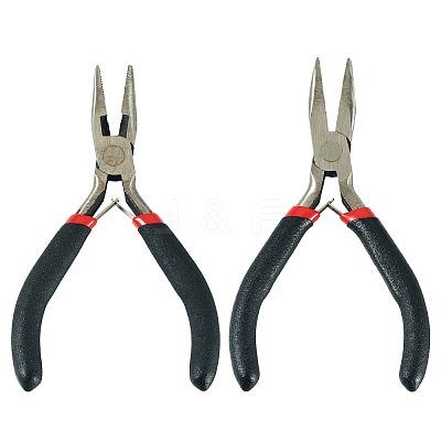 2Pcs 2 Styles Carbon Steel Chain Nose Pliers for Jewelry Making Supplies TOOL-TADJ0001-07-1