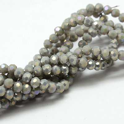 Round Full Rainbow Plated Imitation Jade Faceted(32 Facets) Electroplate Glass Beads Strands X-EGLA-J130-FR11-1