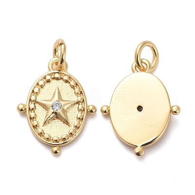 Brass Micro Pave Clear Cubic Zirconia Charms KK-I658-04G-1