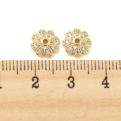 Brass Micro Pave Cubic Zirconia Bead Cap KK-H452-30G-1