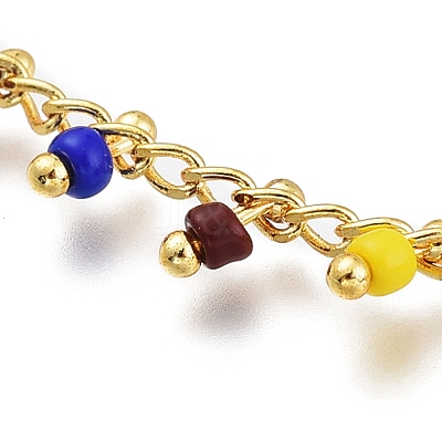 Brass Handmade Glass Beaded   Necklaces NJEW-JN03135-02-1