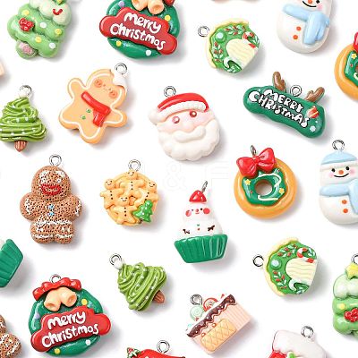 30Pcs 15 Styles Christmas Opaque Resin Pendants CRES-FS0001-33-1