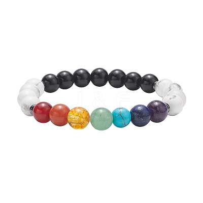 4Pcs 4 Style Natural & Synthetic Mixed Gemstone Strech Bracelets Set BJEW-JB09347-1