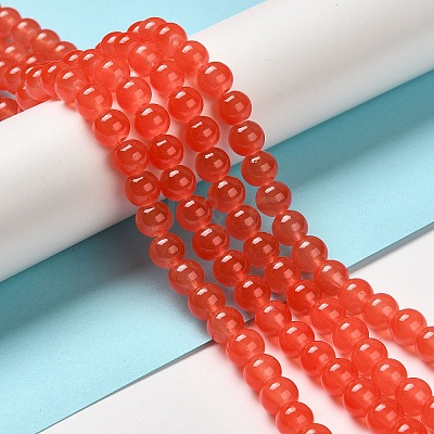 Baking Paint Imitation Jade Glass Round Bead Strands X1-DGLA-Q021-8mm-32-1