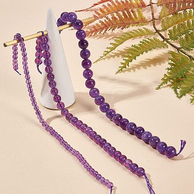 3 Strands 3 Styles Natural Amethyst Beads Strands G-SZ0001-14-1