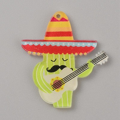 Carnival Themed Opaque Printed Acrylic Pendants SACR-WH0008-015C-1
