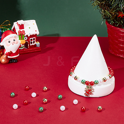 320pcs 2 Styles Imitation Pearl & Plating Acrylic Beads OACR-AR0001-32A-1