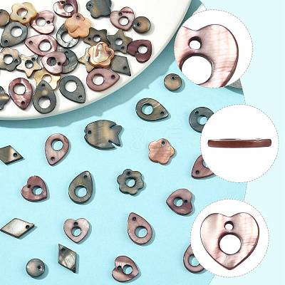 50Pcs Natural Freshwater Dyed Shell Pendants SHEL-FS0001-17-1