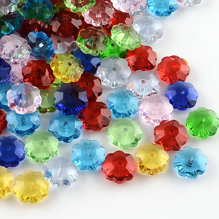 Flower Transparent Glass Beads X-GLAA-R160-M-1