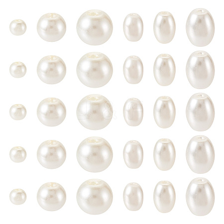 410Pcs 6 Styles Glass Pearl Beads HY-TA0003-04B-1