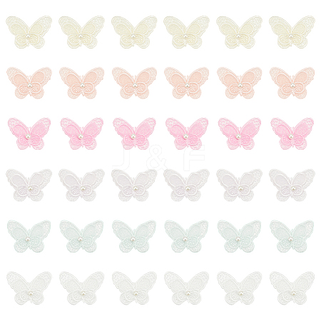 36Pcs 6 Colors Polyester Butterfly Lace Appliques DIY-FG0005-69-1
